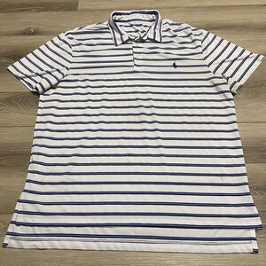 Polo Ralph Lauren Performance Size XL White And Blue Pony Golf Short Sleeve‎